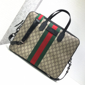 GUCCI 구찌 웹 밴드 수프림 서류가방 브라운,블랙