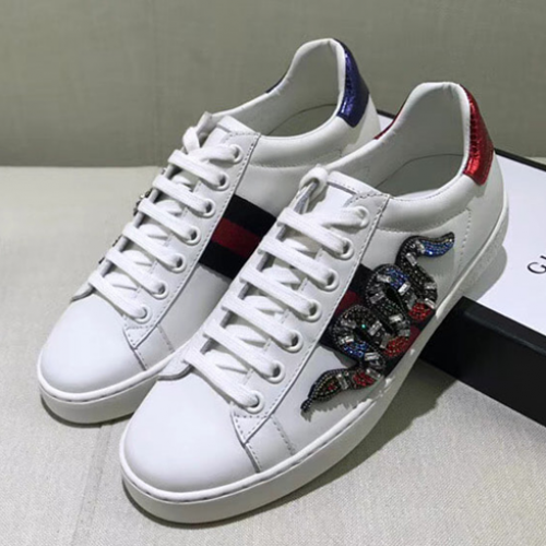GUCCI 구찌 크리스탈 스네이크 에이스 스니커즈