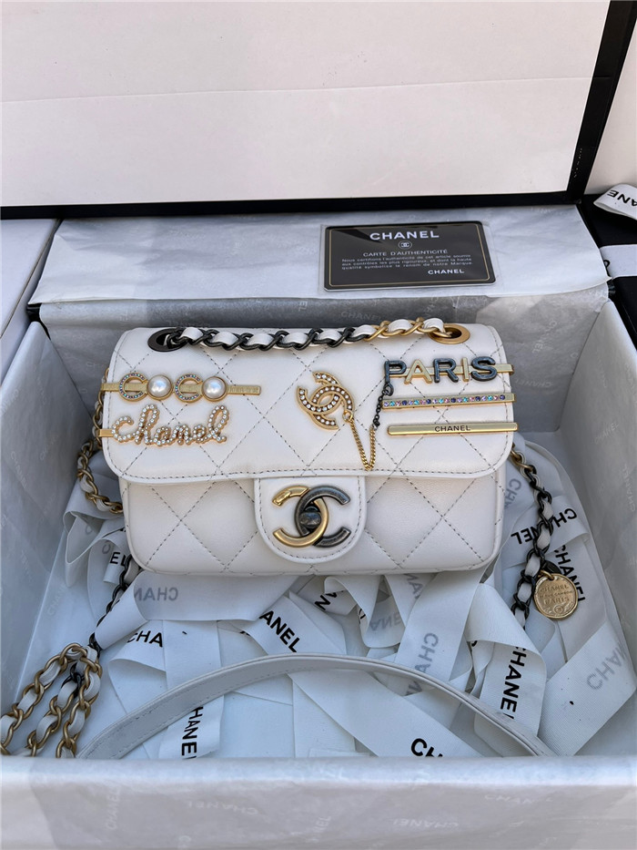CHANEL 샤넬 램스킨 이미테이션펄 스트라스 스몰 플랩백 AS2978 2COLOR