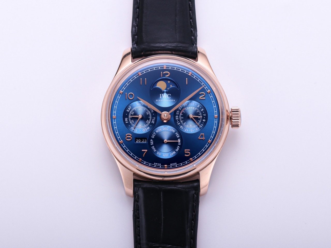IWC 아이더블유씨 포르투기저 문페이즈 로즈골드 블루다이얼