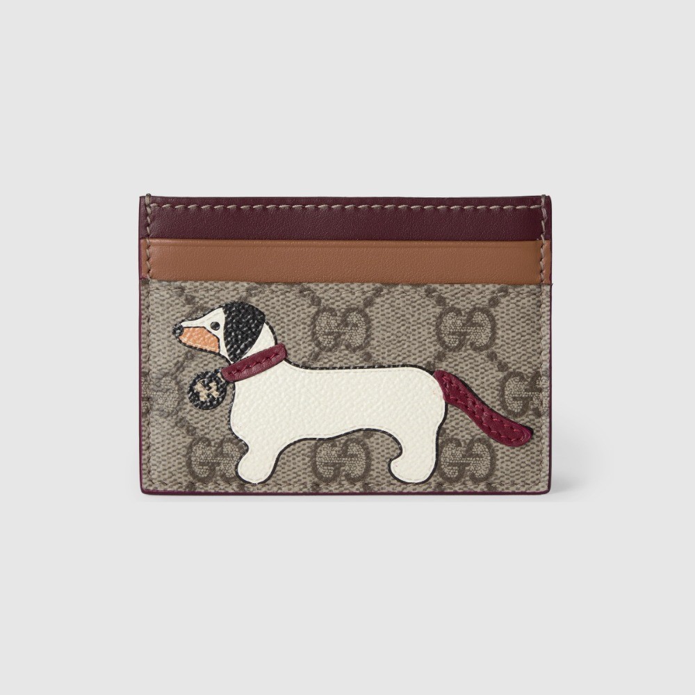GUCCI 구찌 도그 디테일 바이컬러 GG 카드 케이스 818769