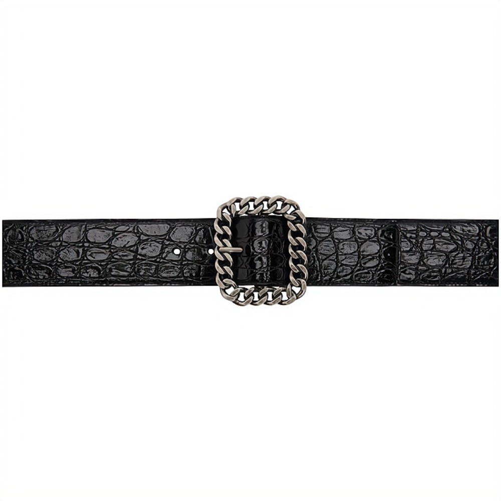 SAINT LAURENT 생로랑 악어 사각 체인 버클 벨트 640567 (50mm) 2COLOR