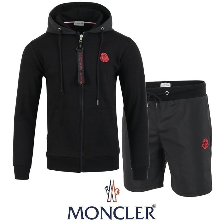 MONCLER 몽클레어 레드패치 후드집업 & 우븐 반바지 셋업