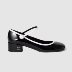 MIUMIU 미우미우 여성용 투톤 페이턴트 가죽 메리제인 펌프스 5I435E 3COLOR