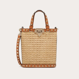 VALENTINO 발렌티노 미니 락스터드 라피아 숄더백