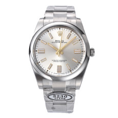ROLEX 로렉스 오이스터 퍼페츄얼 실버 다이얼 바인덱스 SS 브레이슬릿 41mm
