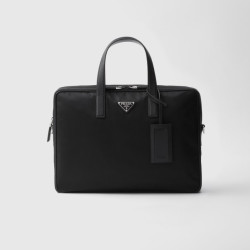 PRADA 프라다 리나일론 사피아노 가죽 브리프케이스 2VE005