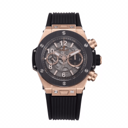 HUBLOT 위블로 빅뱅 크로노그래프 로즈골드 세라믹 베젤 블랙 러버 스트랩 44mm 421.OM.1180.RX