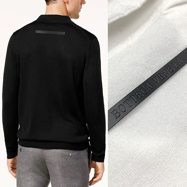 BOTTEGA VENETA 보테가베네타 레더패치 오픈카라 니트 3COLOR