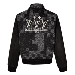 LOUIS VUITTON 루이비통 믹스 레더 바시티 블루종 자켓