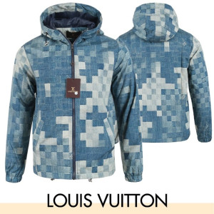 LOUIS VUITTON 루이비통 블루 체커보드 윈드 자켓
