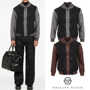 PHILIPP PLEIN 필립플레인 스틸로고 니트레이어드 MA-1 자켓