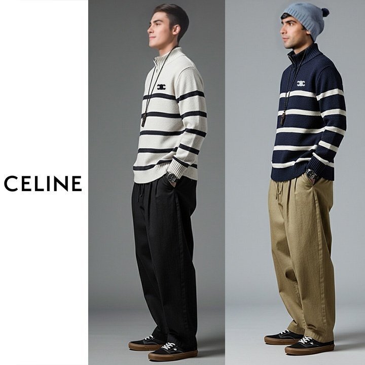 CELINE 셀린느 트리오페 울 단가라 집업