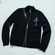 ●3월 판매 1위● CHROME HEARTS 크롬하츠 레더 크로스 집업 니트 가디건