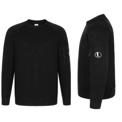 C.P COMPANY C.P컴퍼니 라운드 니트 스웨터 렌즈와펜 램스울 스트라이프 2COLOR