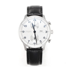 IWC 아이더블유씨 포르투기저 크로노그래프 화이트/블루 다이얼 레더 스트랩 40mm IW371604