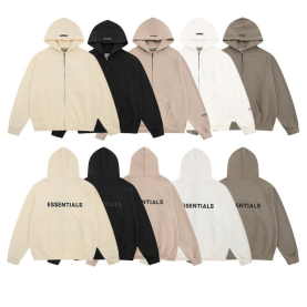 FEAR OF GOD 피어오브갓 에센셜 1101 백 로고 플리스 풀 후드 집업