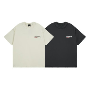 BALENCIAGA 발렌시아가 3253 인사이드아웃 웨이브 로고 구제 워싱 반팔