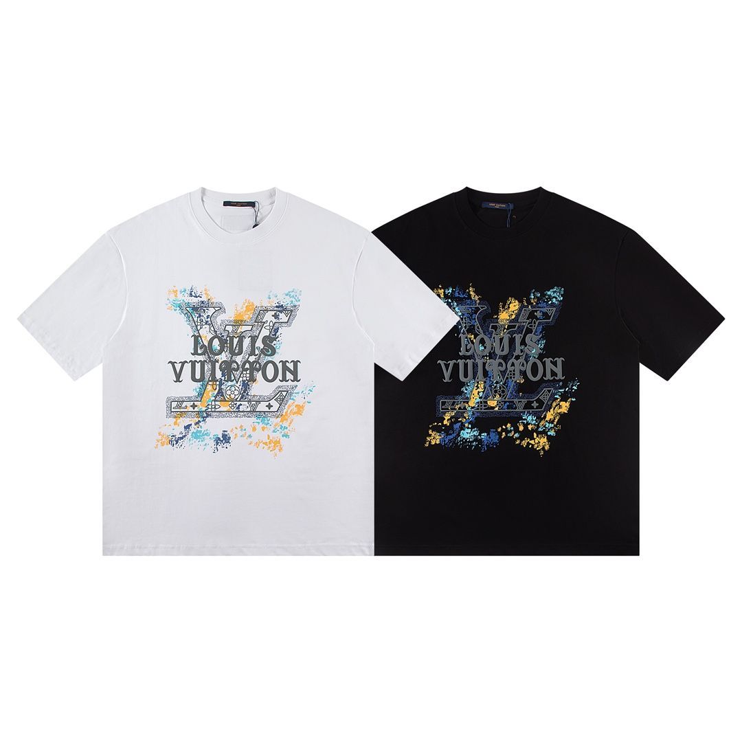 LOUIS VUITTON 루이비통 6450 페인트 스플래시 시그니처 로고 반팔