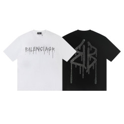 BALENCIAGA 발렌시아가 6405 크리스탈 리퀴파이드 로고 반팔